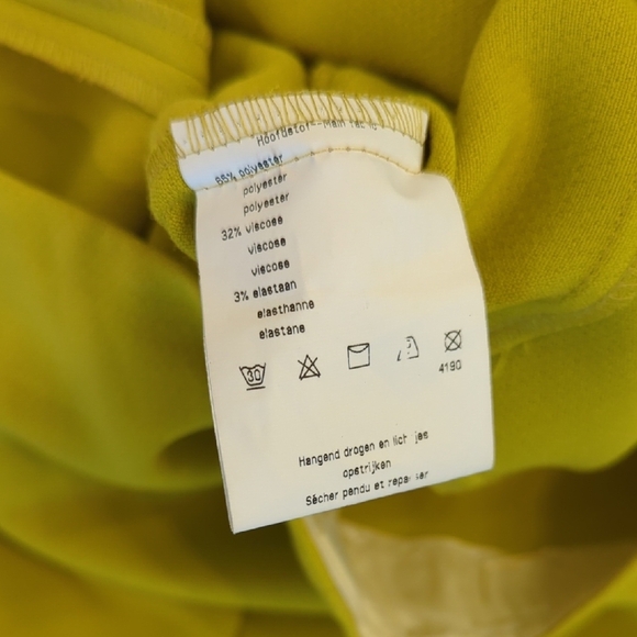 Caroline Biss Dress Chartruese Belted Tailored size 38 - Picture 12 of 13